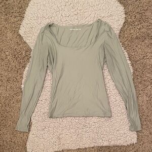 Abercrombie & Fitch Sage Green Long Sleeve Scoop Neck Top
